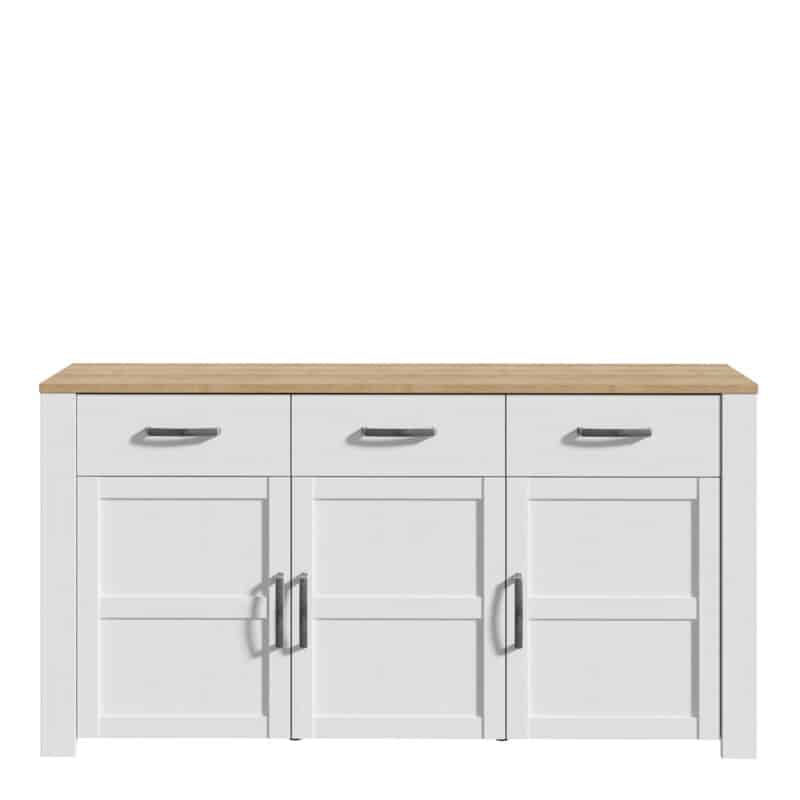 Furniture To Go Bohol 3 Door 3 Drawer White Sideboard The Home and Office Stores