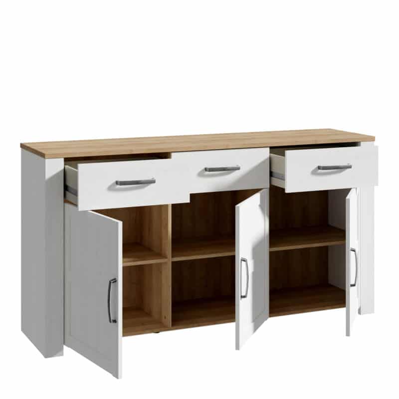 Furniture To Go Bohol 3 Door 3 Drawer White Sideboard The Home and Office Stores