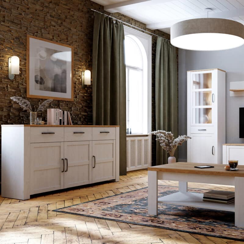 Furniture To Go Bohol 3 Door 3 Drawer White Sideboard The Home and Office Stores