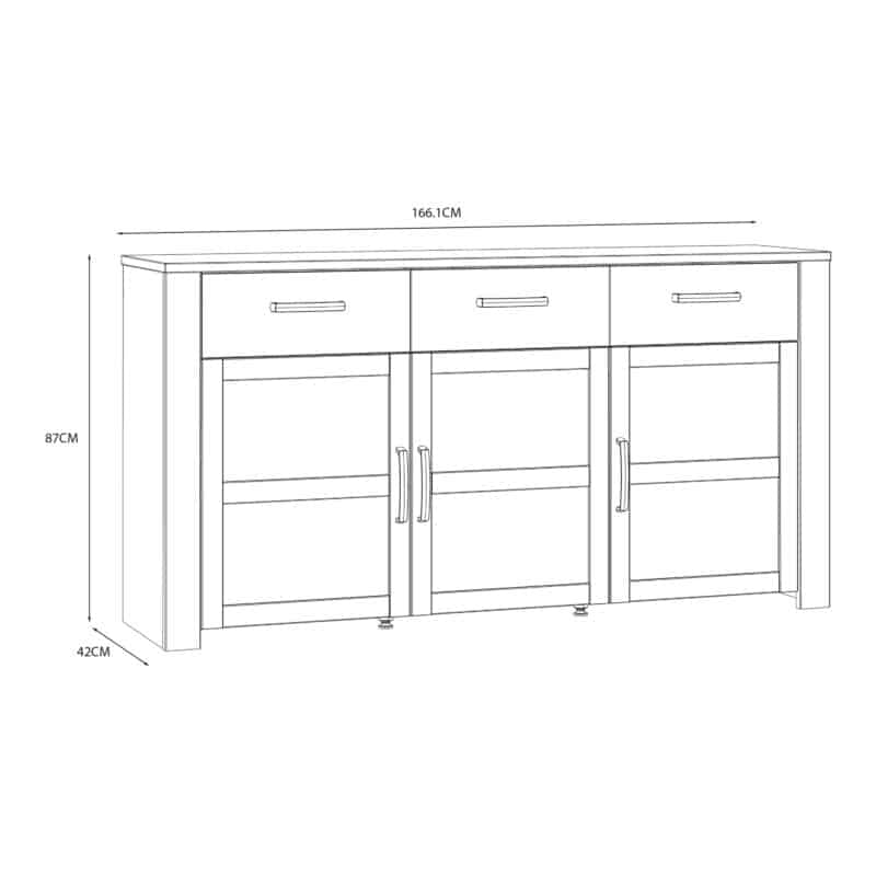 Furniture To Go Bohol 3 Door 3 Drawer White Sideboard The Home and Office Stores