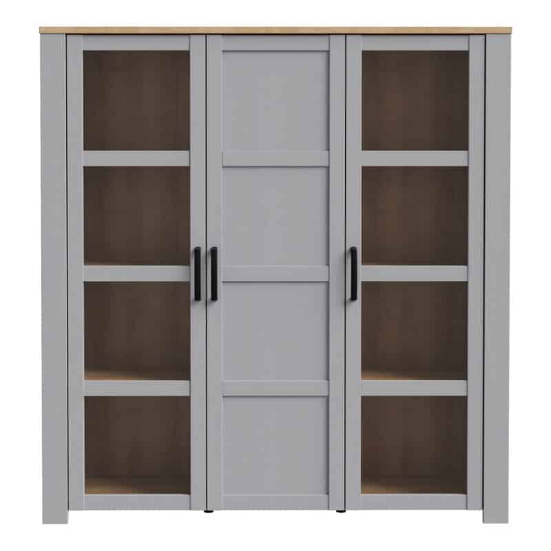 Furniture To Go Bohol 3 Door Large Grey Display Cabinet The Home and Office Stores