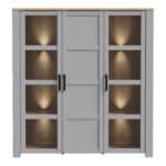 Furniture To Go Bohol 3 Door Large Grey Display Cabinet With LED Lighting The Home and Office Stores