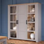 Furniture To Go Bohol 3 Door Large Grey Display Cabinet With LED Lighting The Home and Office Stores