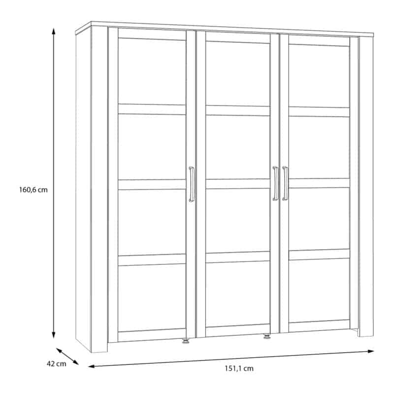 Furniture To Go Bohol 3 Door Large Grey Display Cabinet With LED Lighting The Home and Office Stores