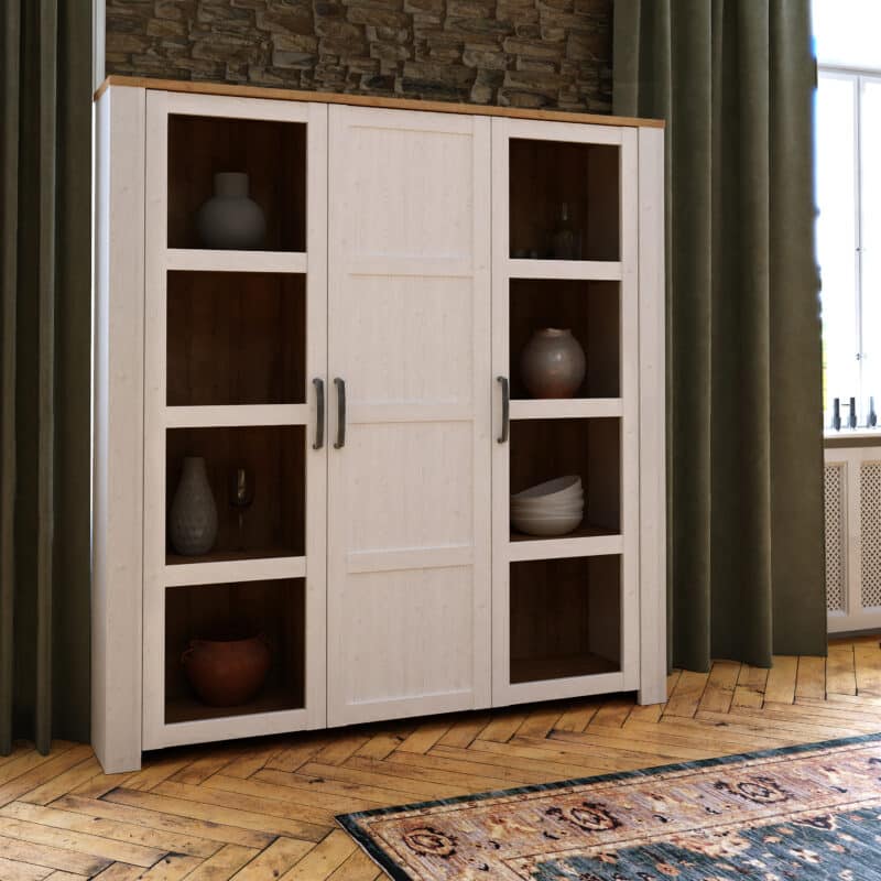 Furniture To Go Bohol 3 Door Large White Display Cabinet The Home and Office Stores