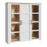 Furniture To Go Bohol 3 door large white display cabinet with led lighting