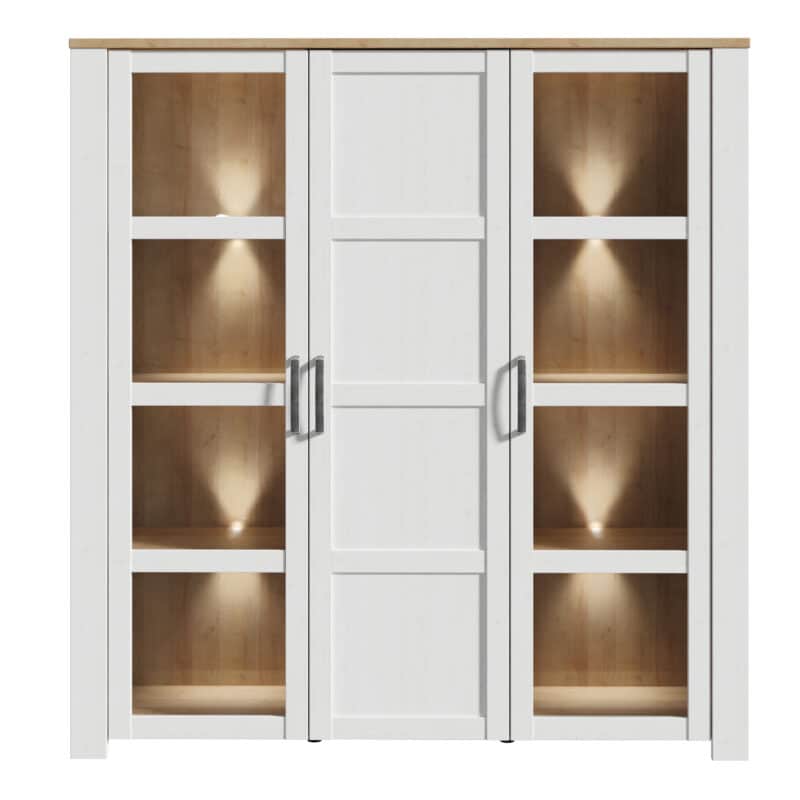 Furniture To Go Bohol 3 Door Large White Display Cabinet With LED Lighting The Home and Office Stores