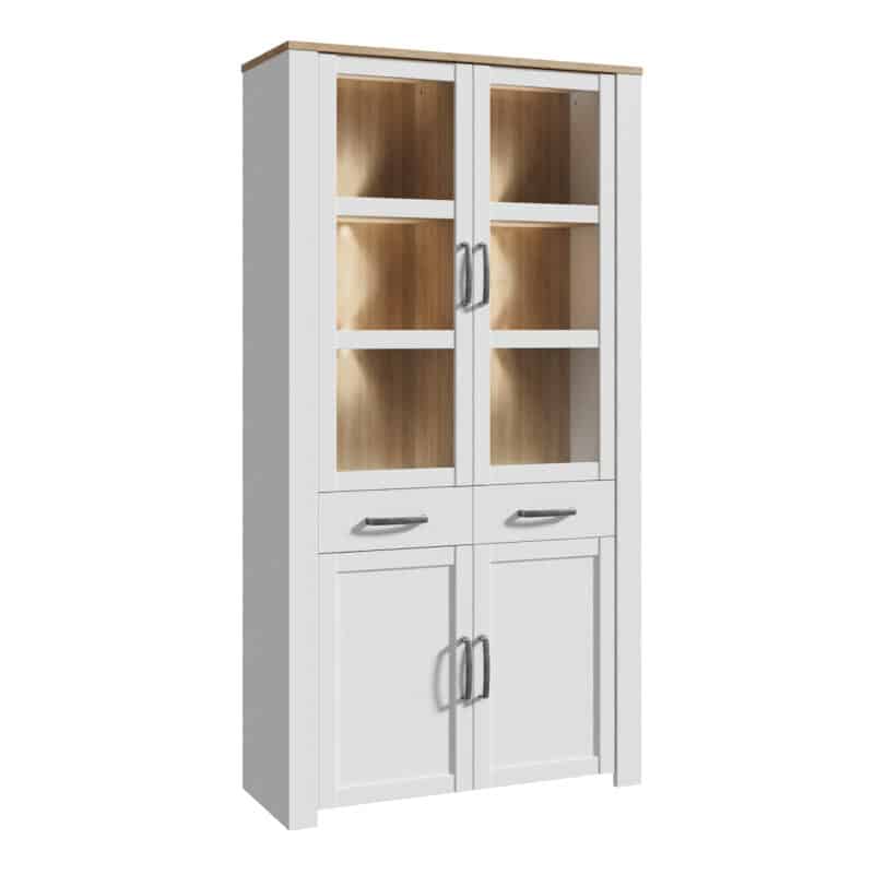 Furniture To Go Bohol 4 door 2 drawer white display cabinet with led lighting