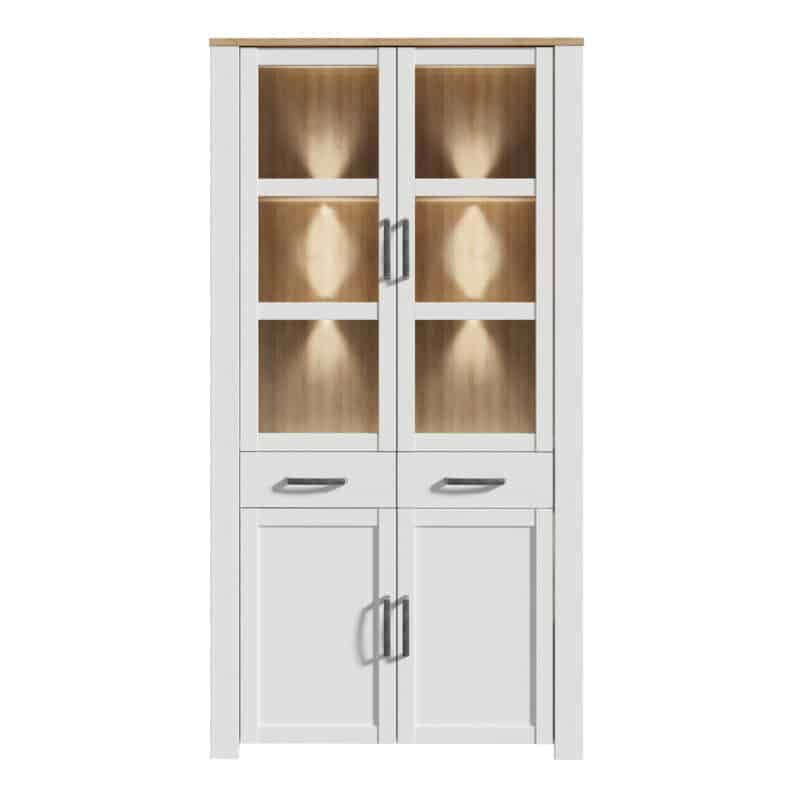 Furniture To Go Bohol 4 Door 2 Drawer White Display Cabinet With LED Lighting The Home and Office Stores
