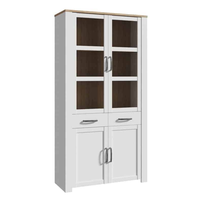 Furniture To Go Bohol 4 Door 2 Drawer White Display Cabinet With LED Lighting The Home and Office Stores
