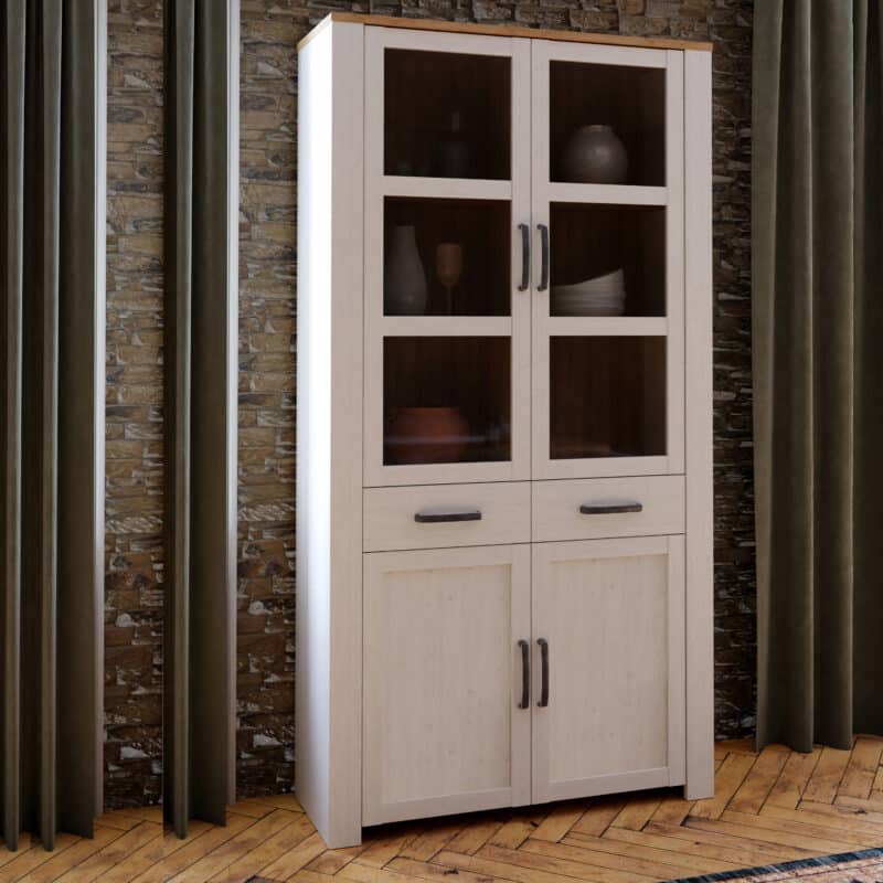 Furniture To Go Bohol 4 Door 2 Drawer White Display Cabinet With LED Lighting The Home and Office Stores