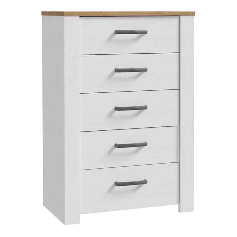 Furniture To Go Bohol 5 drawer narrow white chest