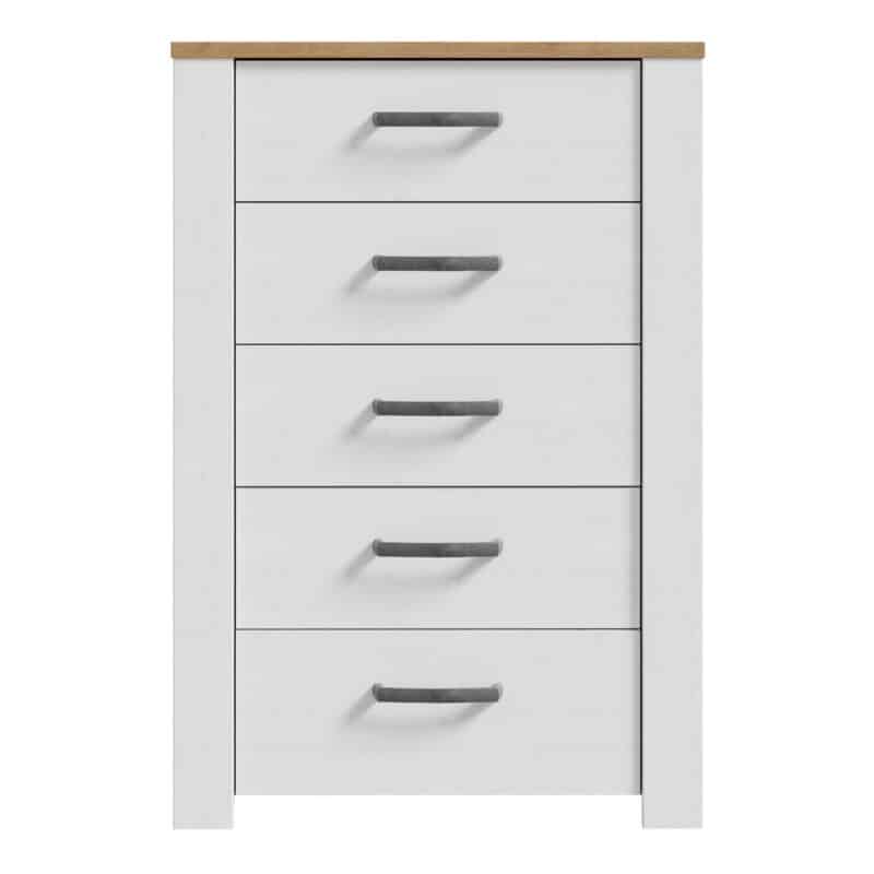 Furniture To Go Bohol 5 Drawer Narrow White Chest The Home and Office Stores