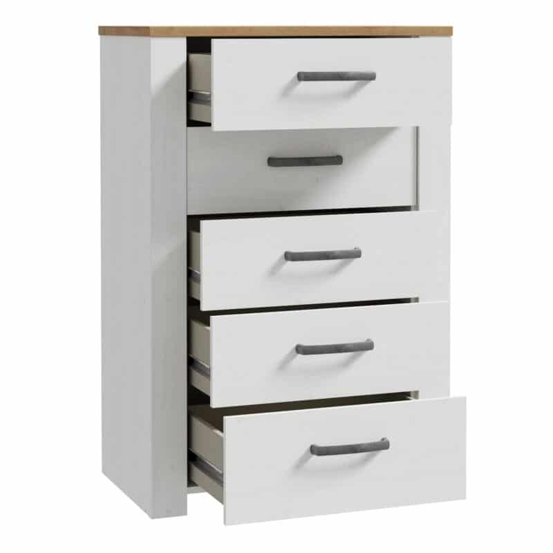 Furniture To Go Bohol 5 Drawer Narrow White Chest The Home and Office Stores