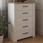 Furniture To Go Bohol 5 Drawer Narrow White Chest The Home and Office Stores