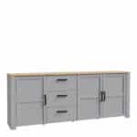 Furniture To Go Bohol wide 3 door 3 drawer grey sideboard