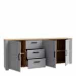 Furniture To Go Bohol Wide 3 Door 3 Drawer Grey Sideboard The Home and Office Stores