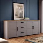 Furniture To Go Bohol Wide 3 Door 3 Drawer Grey Sideboard The Home and Office Stores