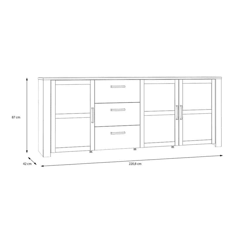 Furniture To Go Bohol Wide 3 Door 3 Drawer Grey Sideboard The Home and Office Stores
