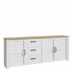 Furniture To Go Bohol wide 3 door 3 drawer white sideboard