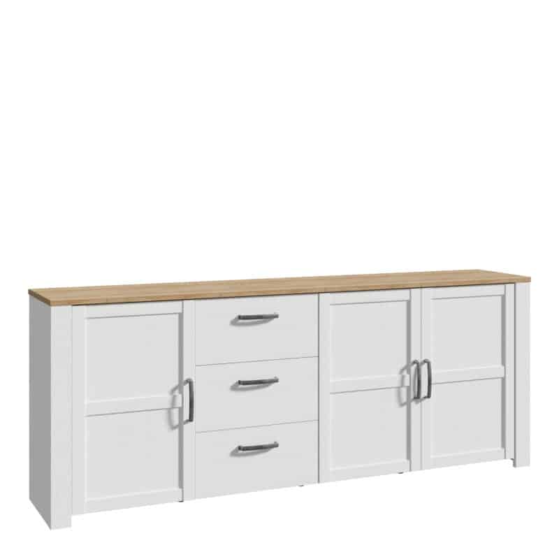 Furniture To Go Bohol wide 3 door 3 drawer white sideboard
