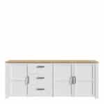 Furniture To Go Bohol Wide 3 Door 3 Drawer White Sideboard The Home and Office Stores