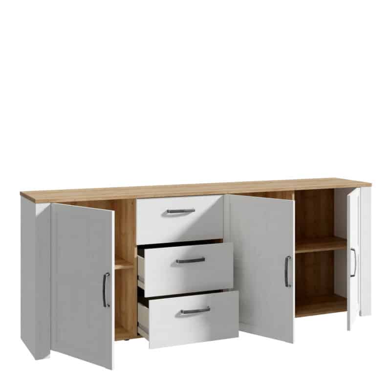 Furniture To Go Bohol Wide 3 Door 3 Drawer White Sideboard The Home and Office Stores