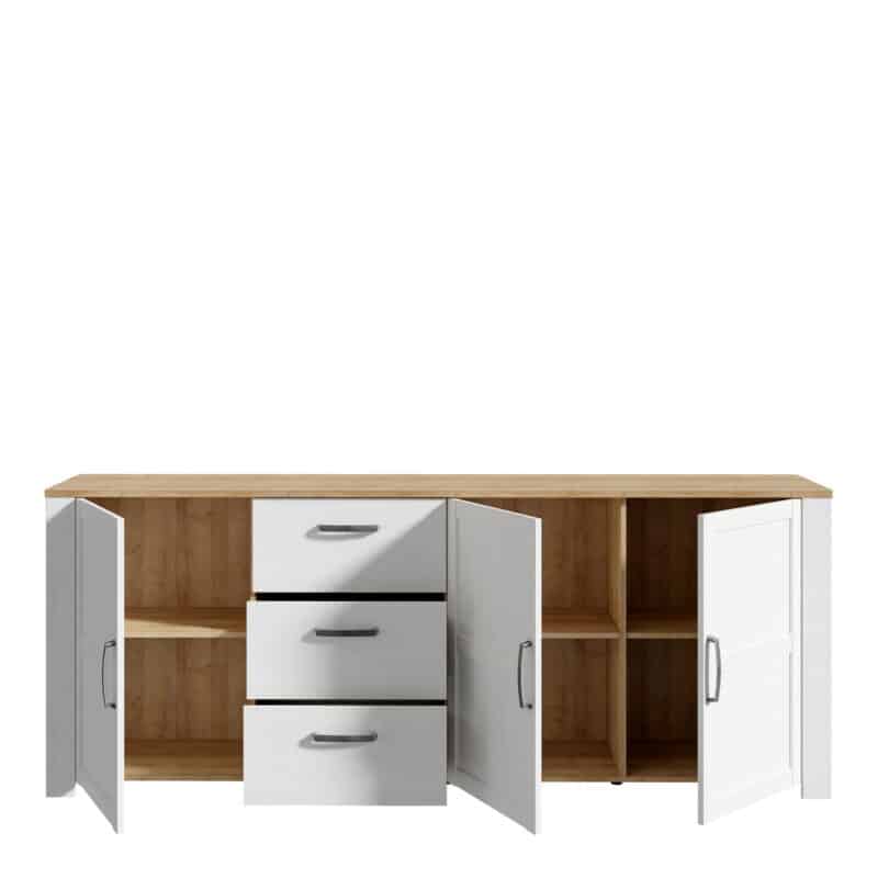 Furniture To Go Bohol Wide 3 Door 3 Drawer White Sideboard The Home and Office Stores