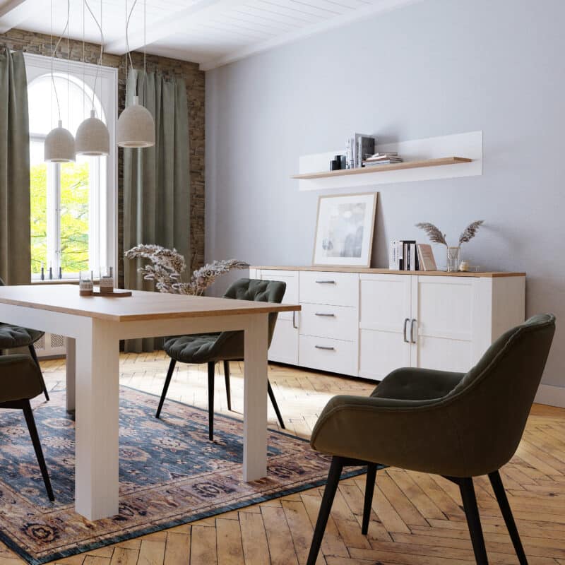 Furniture To Go Bohol Wide 3 Door 3 Drawer White Sideboard The Home and Office Stores