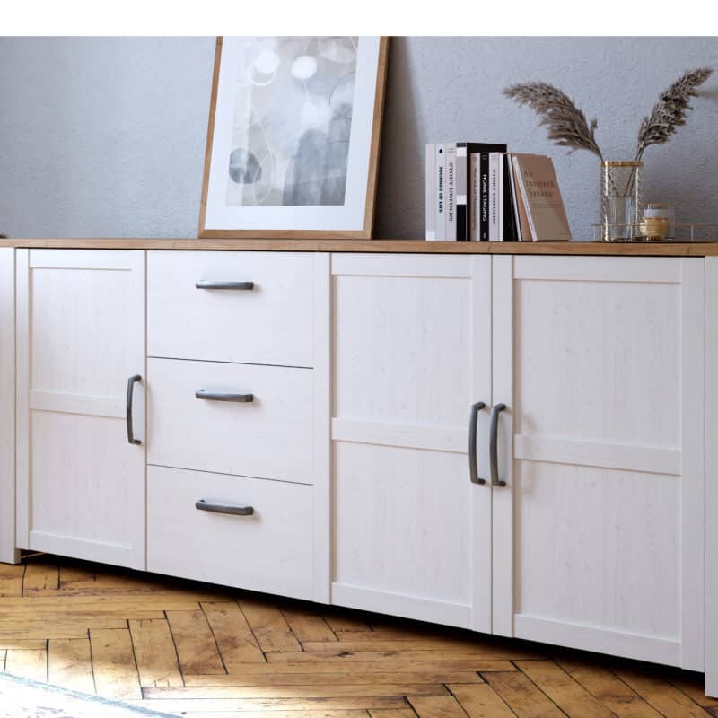 Furniture To Go Bohol Wide 3 Door 3 Drawer White Sideboard The Home and Office Stores