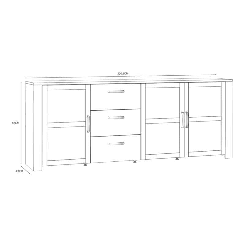 Furniture To Go Bohol Wide 3 Door 3 Drawer White Sideboard The Home and Office Stores