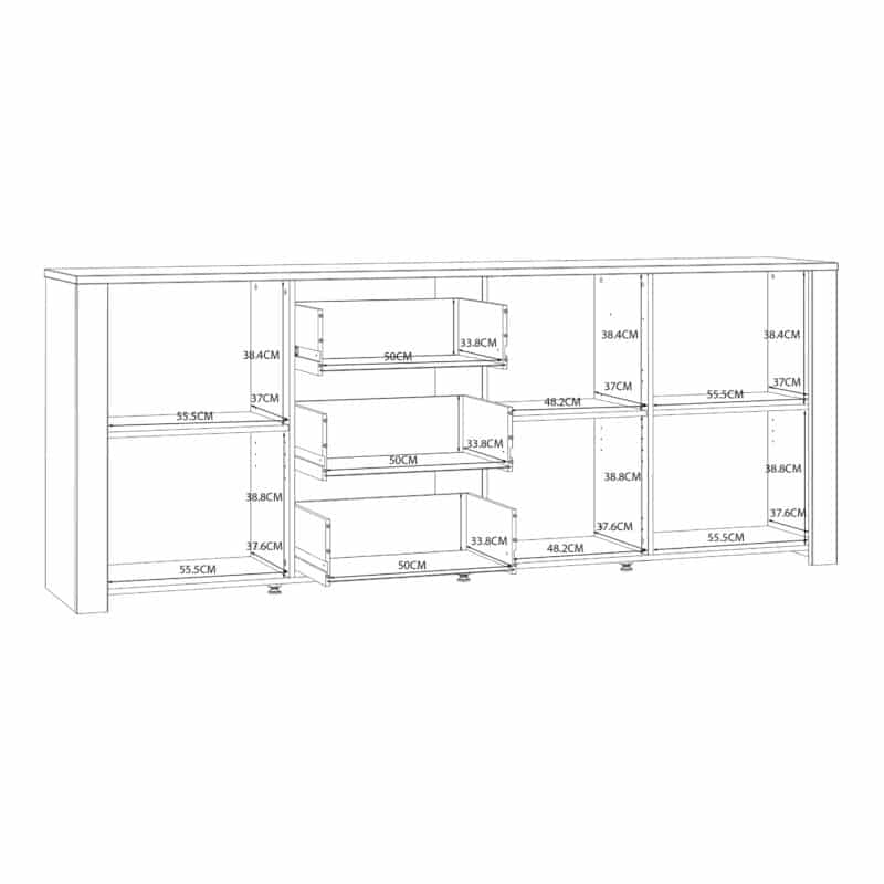 Furniture To Go Bohol Wide 3 Door 3 Drawer White Sideboard The Home and Office Stores