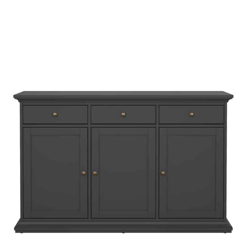 Furniture To Go Paris 3 Drawer 3 Door Sideboard Matt Grey The Home and Office Stores