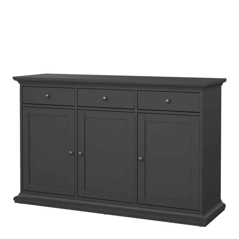 Furniture To Go Paris 3 Drawer 3 Door Sideboard Matt Grey The Home and Office Stores
