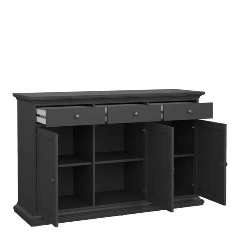 Furniture To Go Paris 3 Drawer 3 Door Sideboard Matt Grey The Home and Office Stores