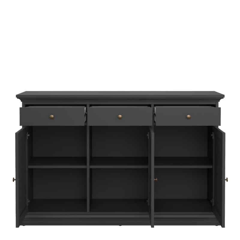 Furniture To Go Paris 3 Drawer 3 Door Sideboard Matt Grey The Home and Office Stores