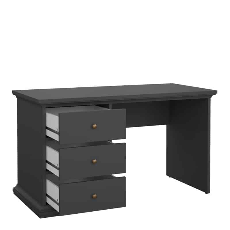 Furniture To Go Paris 3 Drawer Desk Matt Grey The Home and Office Stores