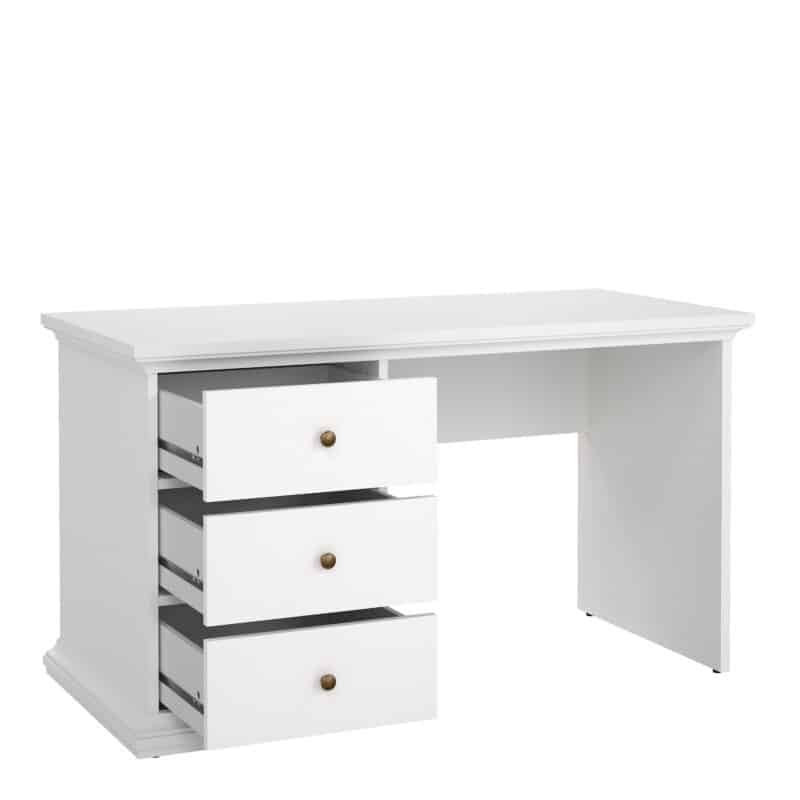 Furniture To Go Paris 3 Drawer Desk White The Home and Office Stores