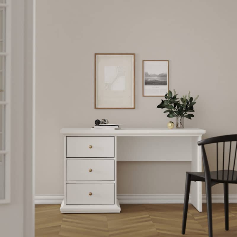 Furniture To Go Paris 3 Drawer Desk White The Home and Office Stores