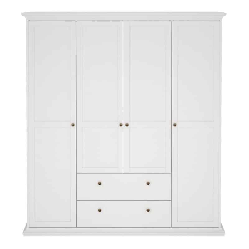 Furniture To Go Paris 4 Door Wardrobe 2 Drawers White The Home and Office Stores