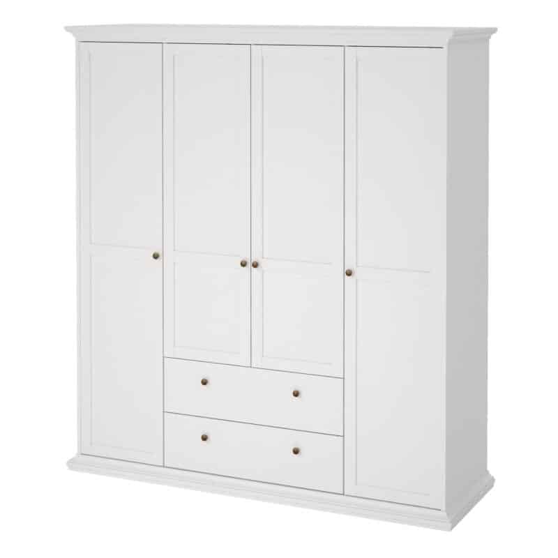 Furniture To Go Paris 4 Door Wardrobe 2 Drawers White The Home and Office Stores