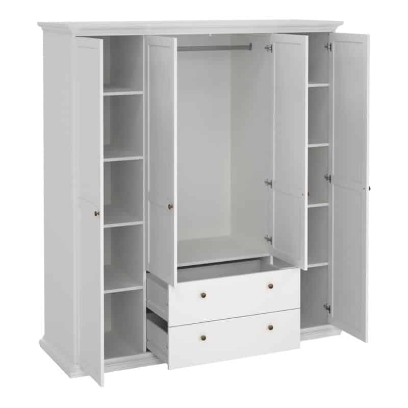 Furniture To Go Paris 4 Door Wardrobe 2 Drawers White The Home and Office Stores