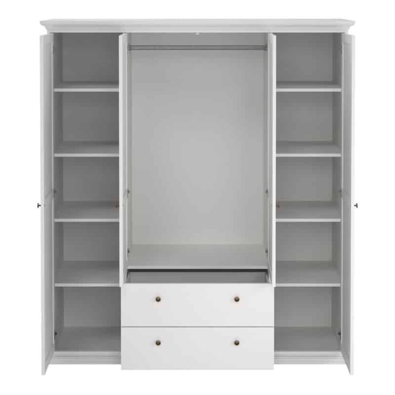 Furniture To Go Paris 4 Door Wardrobe 2 Drawers White The Home and Office Stores