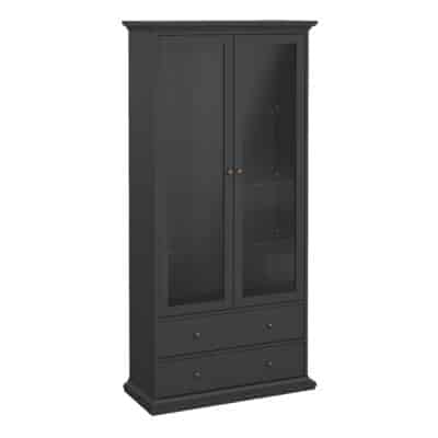 Furniture To Go Paris China Cabinet 2 glass doors 2 drawers matt grey