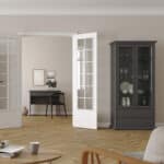 Furniture To Go Paris China Cabinet 2 Glass Doors 2 Drawers Matt Grey The Home and Office Stores