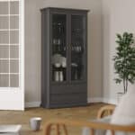 Furniture To Go Paris China Cabinet 2 Glass Doors 2 Drawers Matt Grey The Home and Office Stores