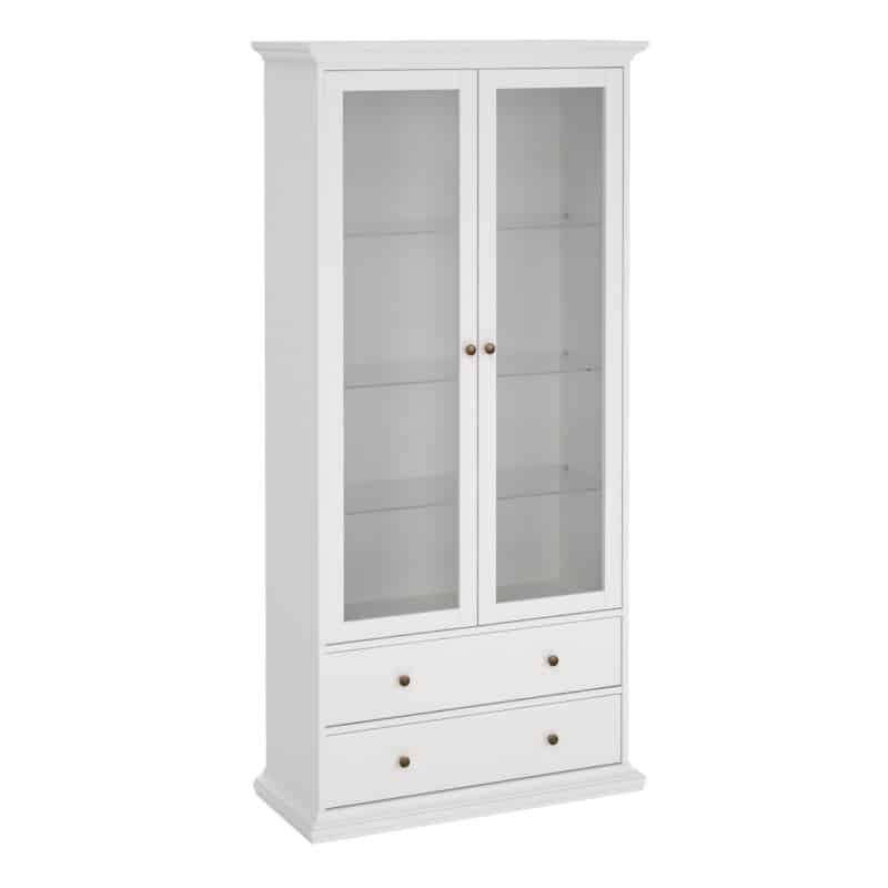 Furniture To Go Paris China Cabinet 2 glass doors 2 drawers white