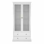 Furniture To Go Paris China Cabinet 2 Glass Doors 2 Drawers White The Home and Office Stores