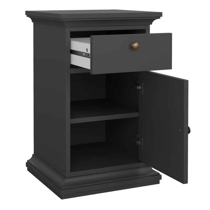Furniture To Go Paris Nightstand 1 Door 1 Drawer Matt Grey The Home and Office Stores