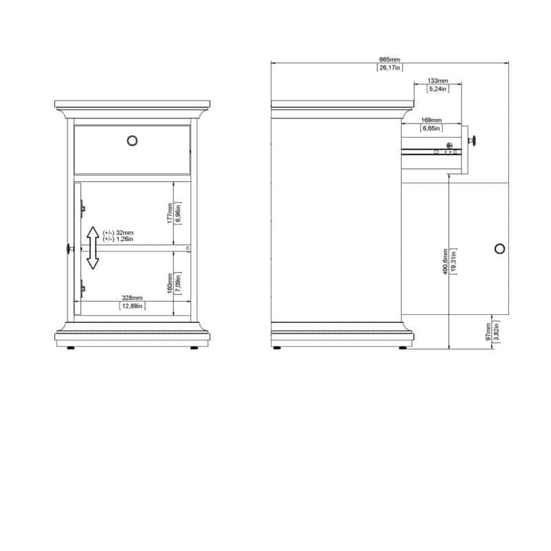 Furniture To Go Paris Nightstand 1 Door 1 Drawer Matt Grey The Home and Office Stores